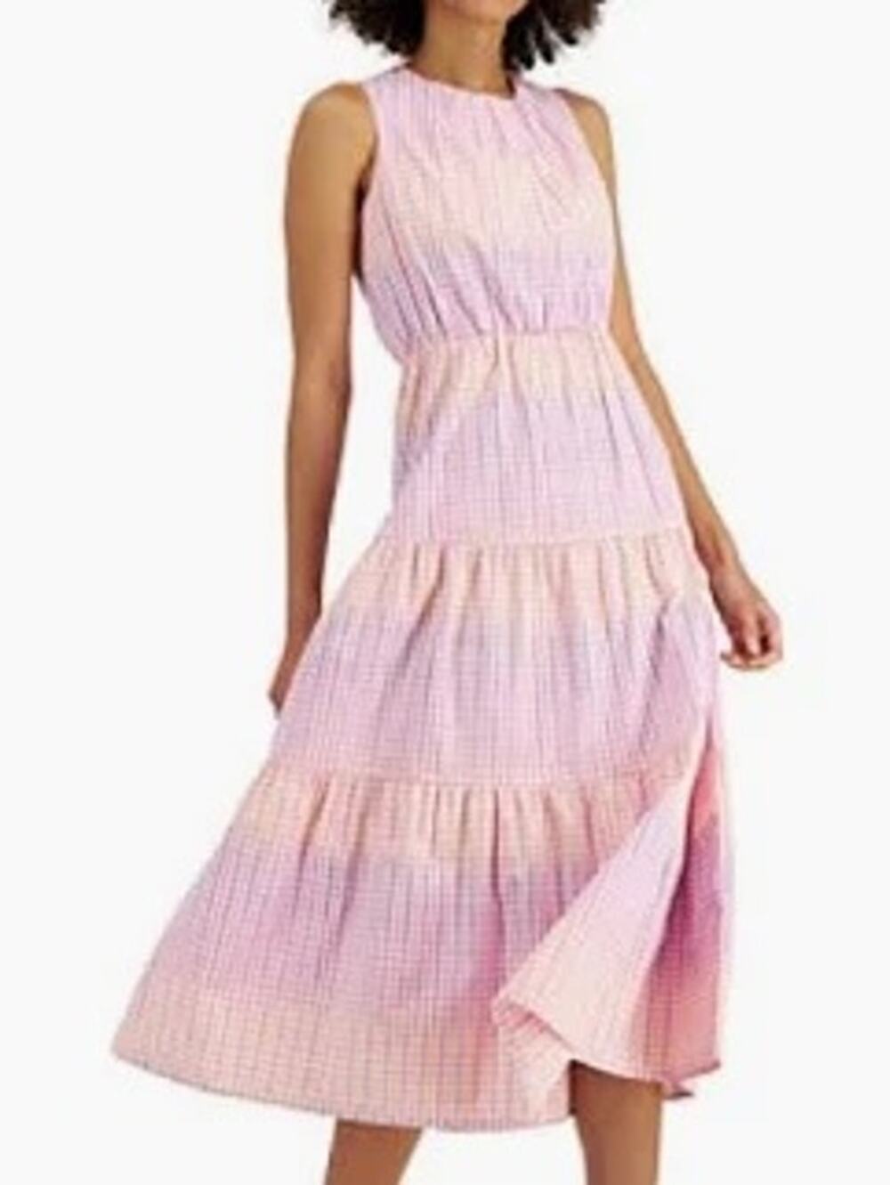 NWT Preppy Party Gingham Dress Tiered Midi Picnic Charter Club Womens Large Pet